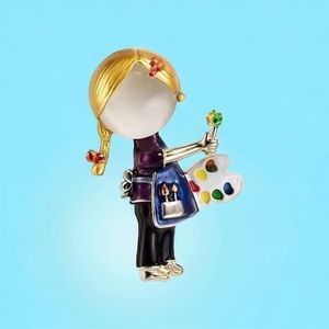 1pc Cartoon Paiting Art Little Girl Enamel Brooch, For‎ Backpack Clothes Hats